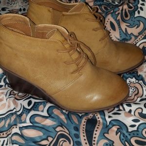 Lace Up Wedge Booties